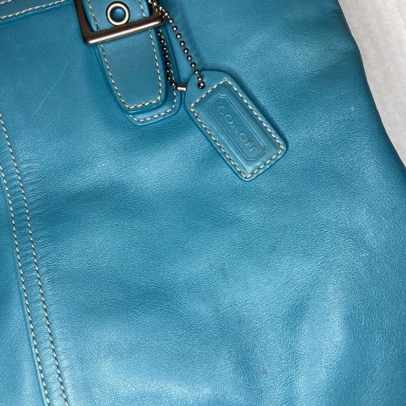 Coach Blue Leather Stitch Tote - Picture 8 of 14